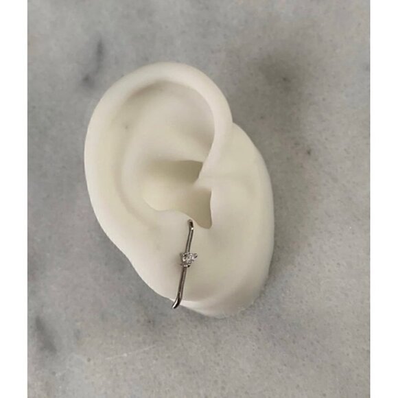 Sterling Silver Crystal Suspender Cuff Huggie Earrings